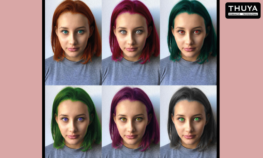 alumna usando dise&ntilde;o gr&aacute;fico para ver diferentes colores de cabello