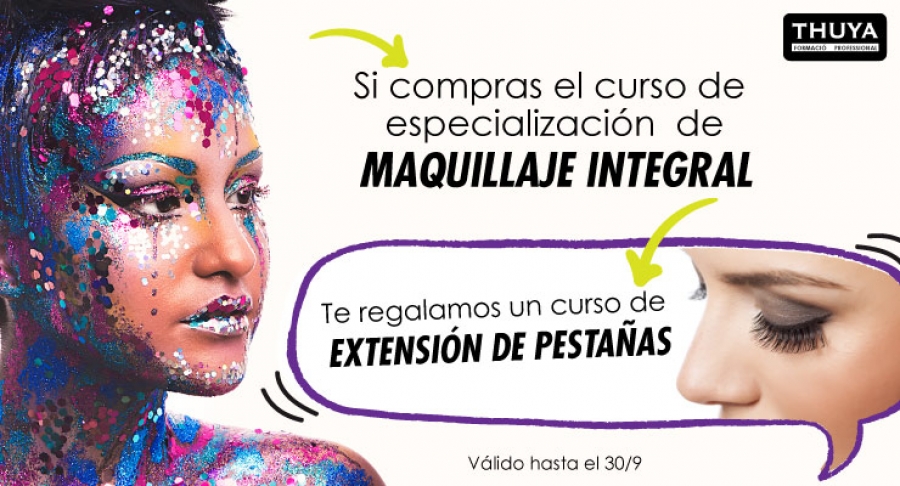 ¡Hazte con el curso de maquillaje integral y de regalo llévate el curso de extensión de pestañas!